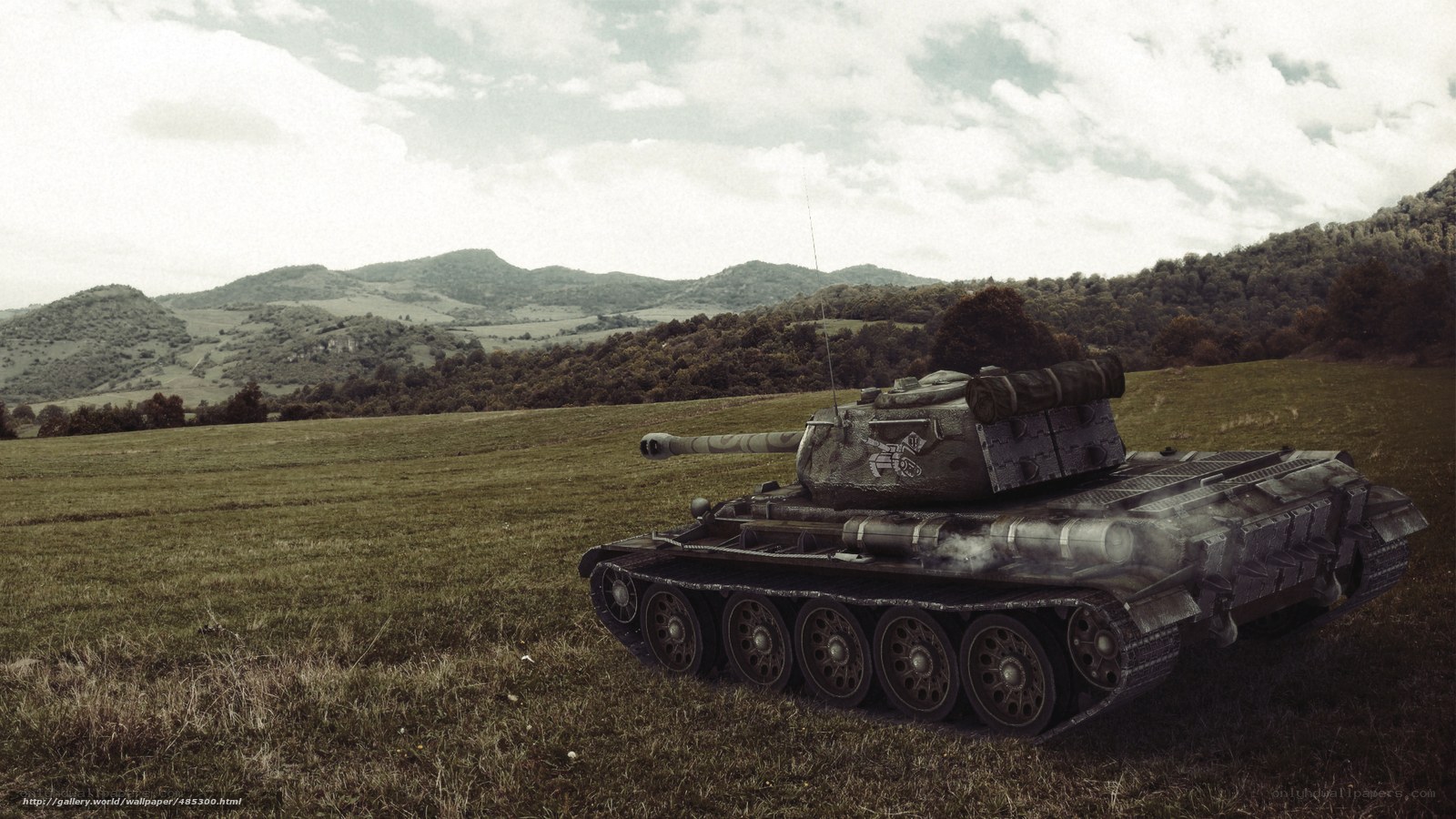 Tank in a rural landscape
