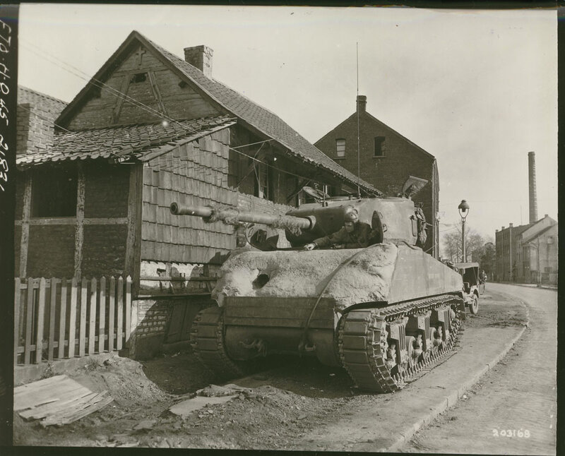 Tank in a village street