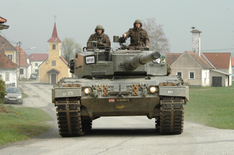 Tank in a village street