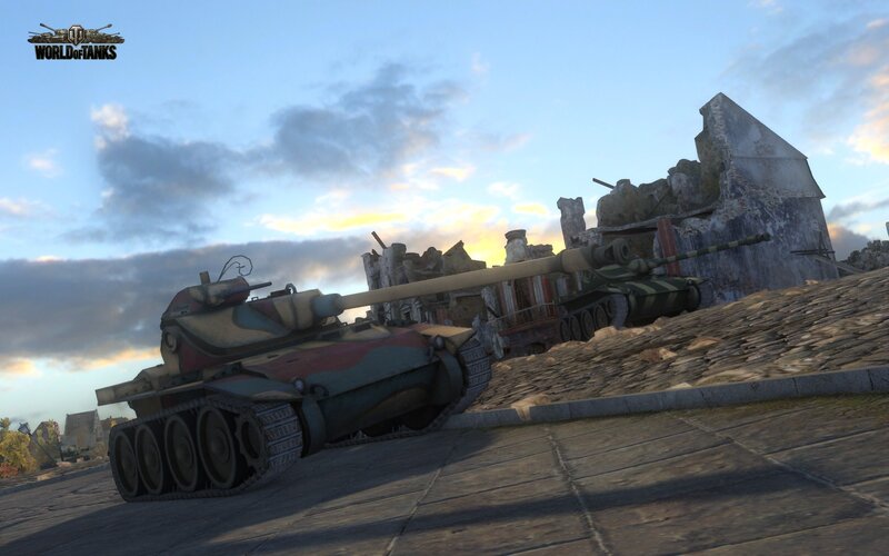 Tank in a war-torn city