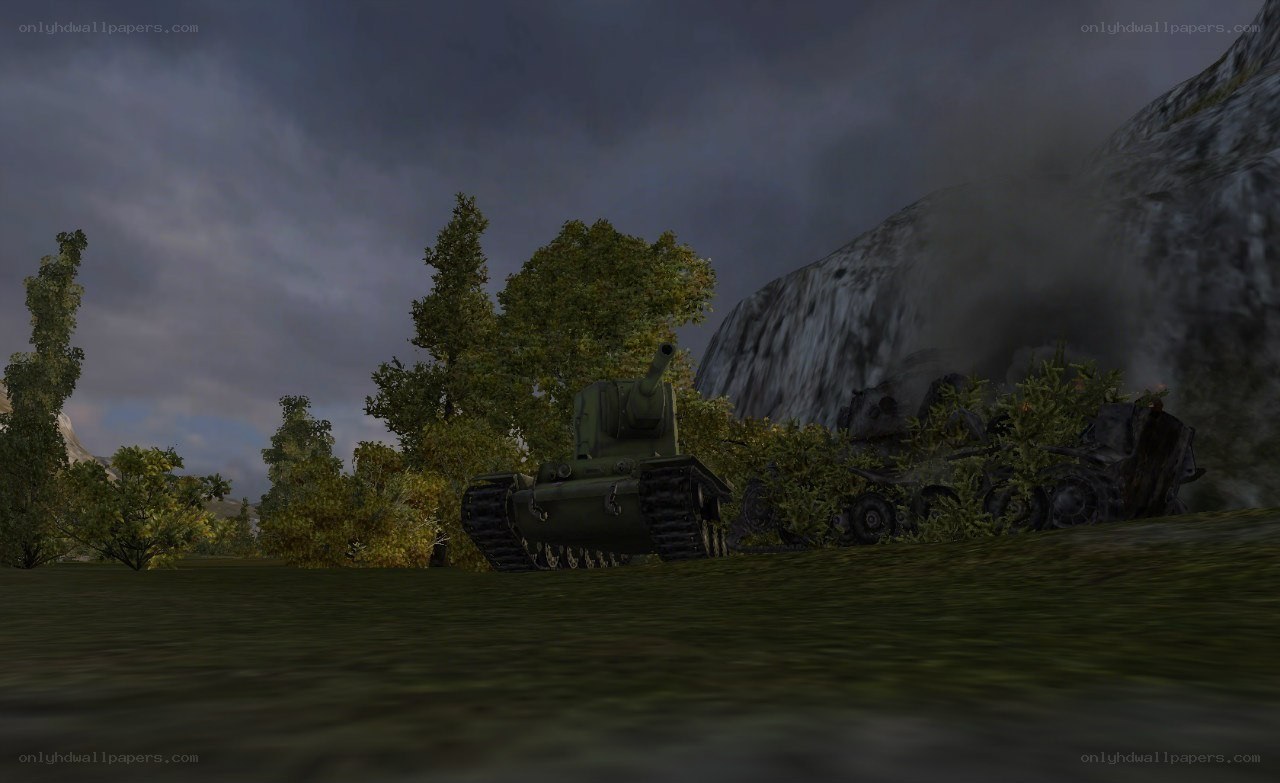 Tank in a war-torn landscape