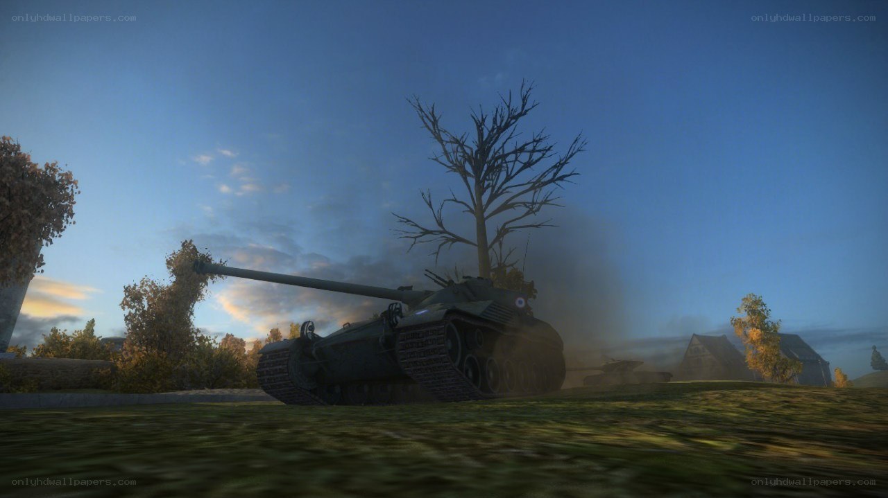 Tank in a war-torn landscape