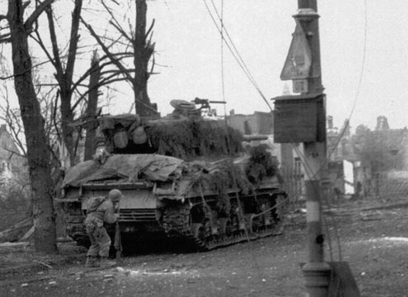 Tank in a war-torn town