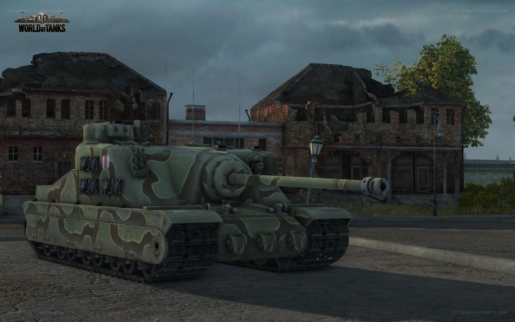 Tank in a war-torn town