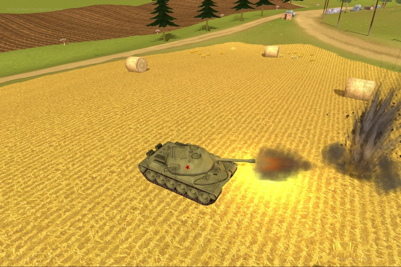 Tank in a wheat field