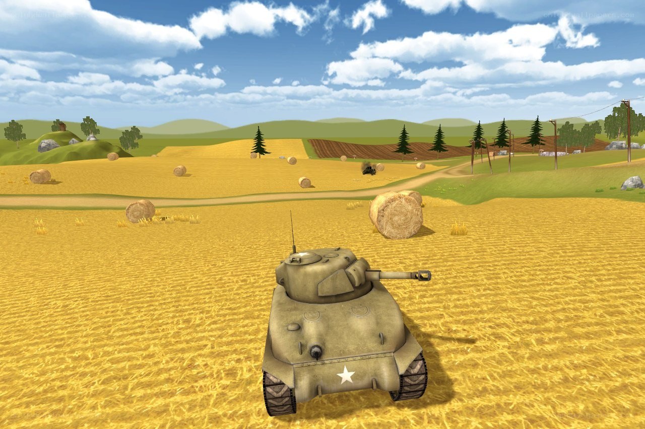 Tank in a wheat field
