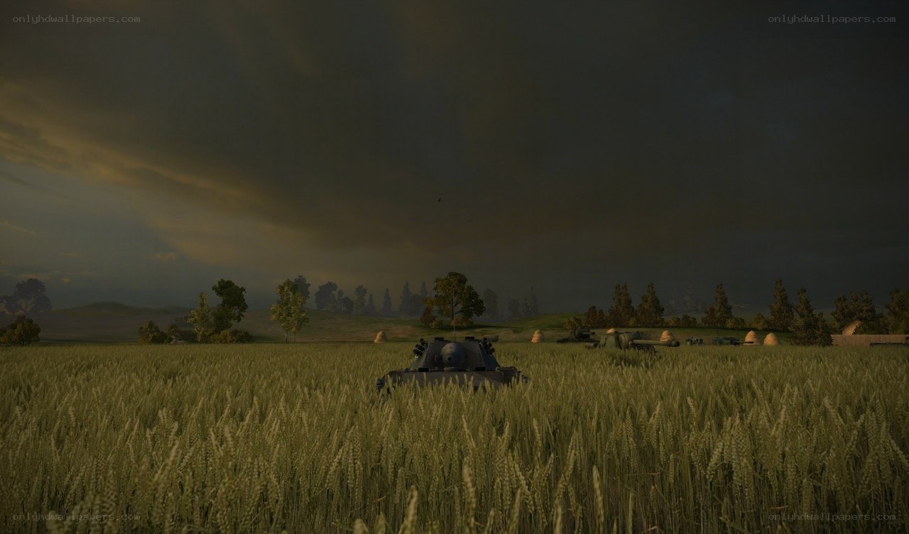 Tank in a wheat field