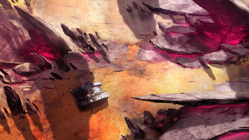 tank in alien landscape