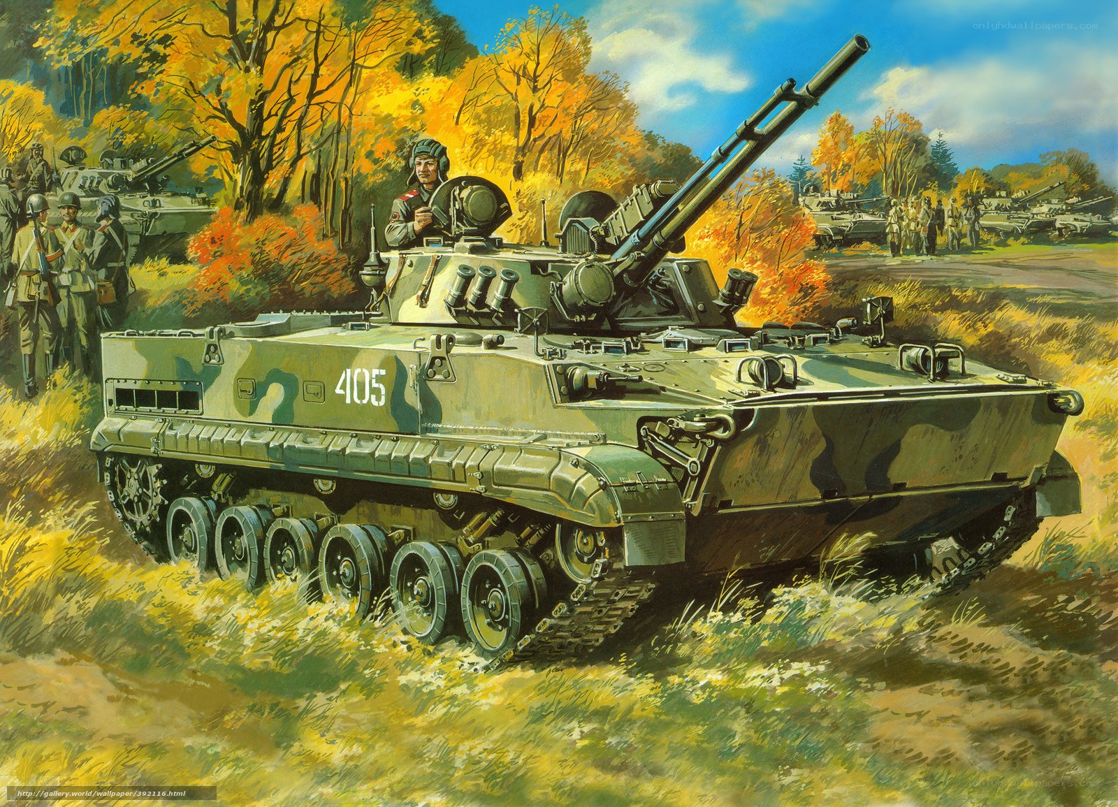 Tank in autumn forest