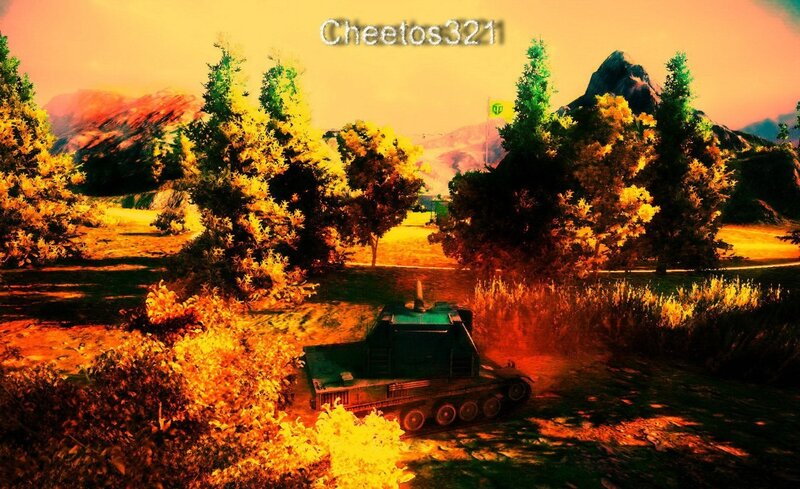 Tank in autumn landscape