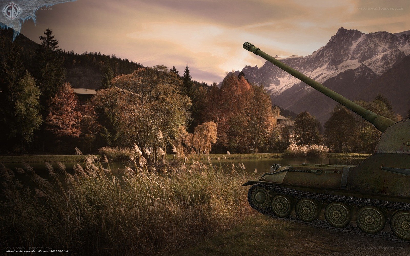 Tank in autumn valley