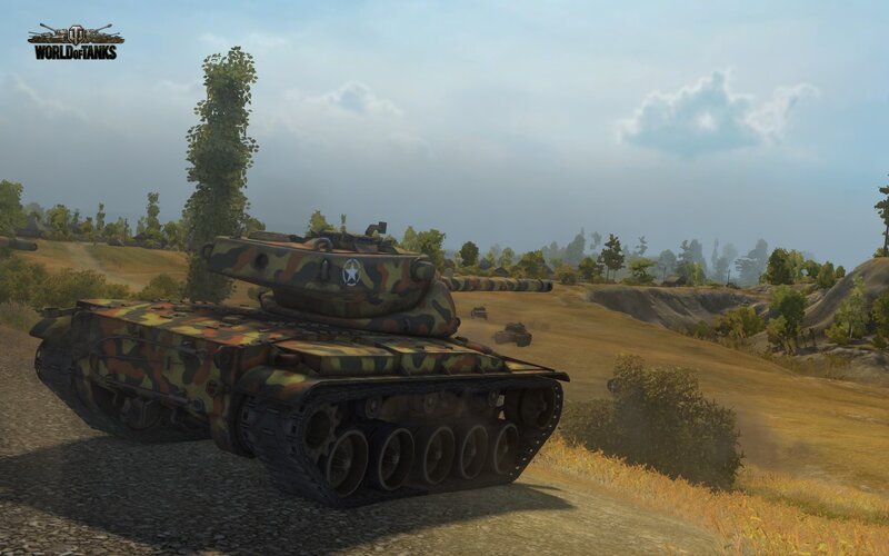 Tank in camouflage on a road