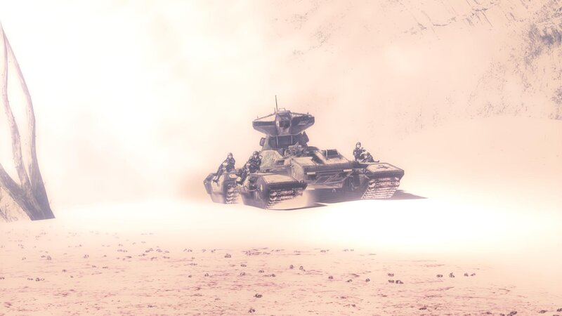 Tank in Desert — Beige, Desolate, Digital Art