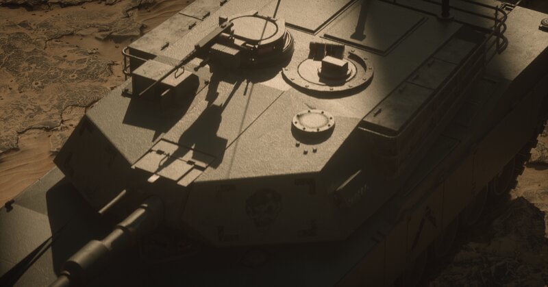 Tank in Desert — Brown, Dramatic, Afternoon, 3d Render