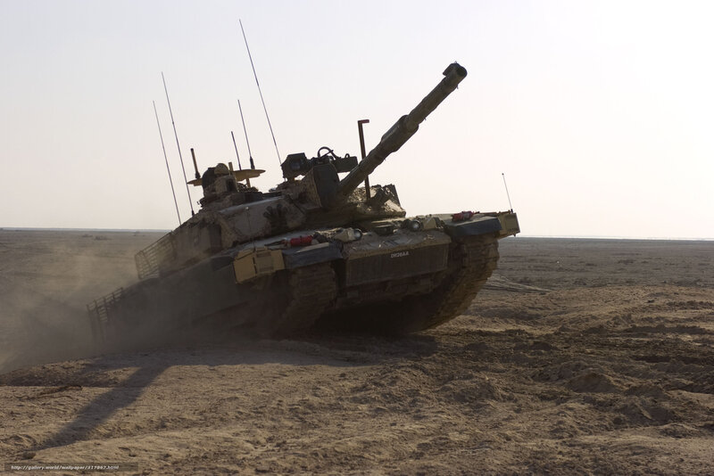 Tank in Desert — Brown, Dramatic, Afternoon, Photograph, Dust