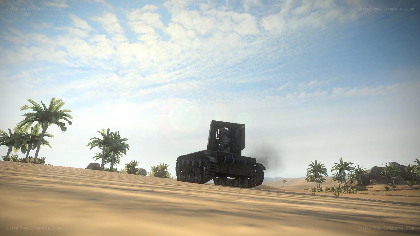 tank in desert landscape
