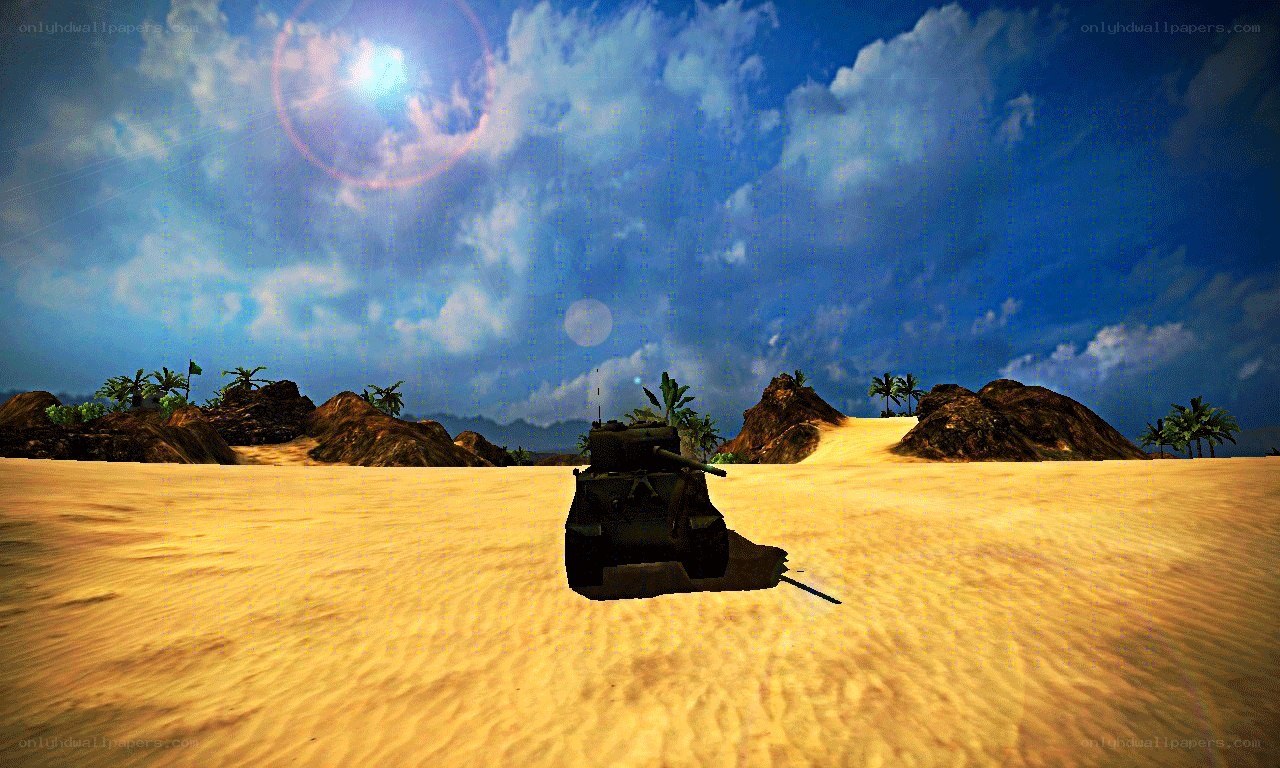 tank in desert landscape