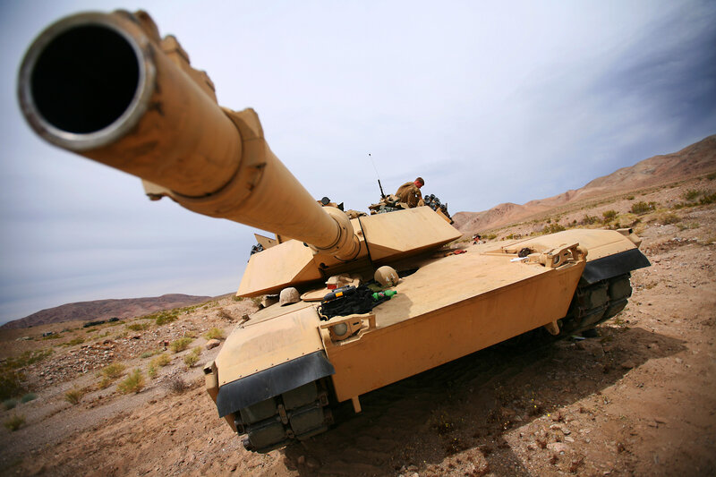 Tank in Desert — Tan, Dramatic