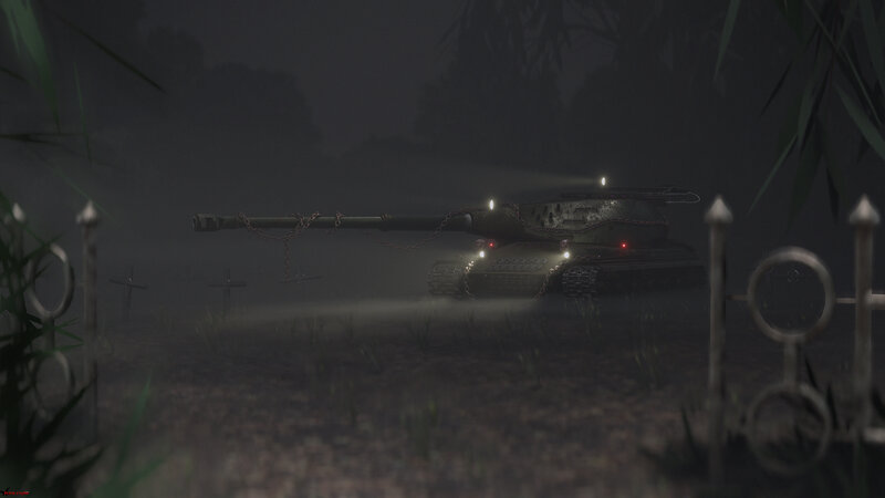 Tank in Foggy Graveyard