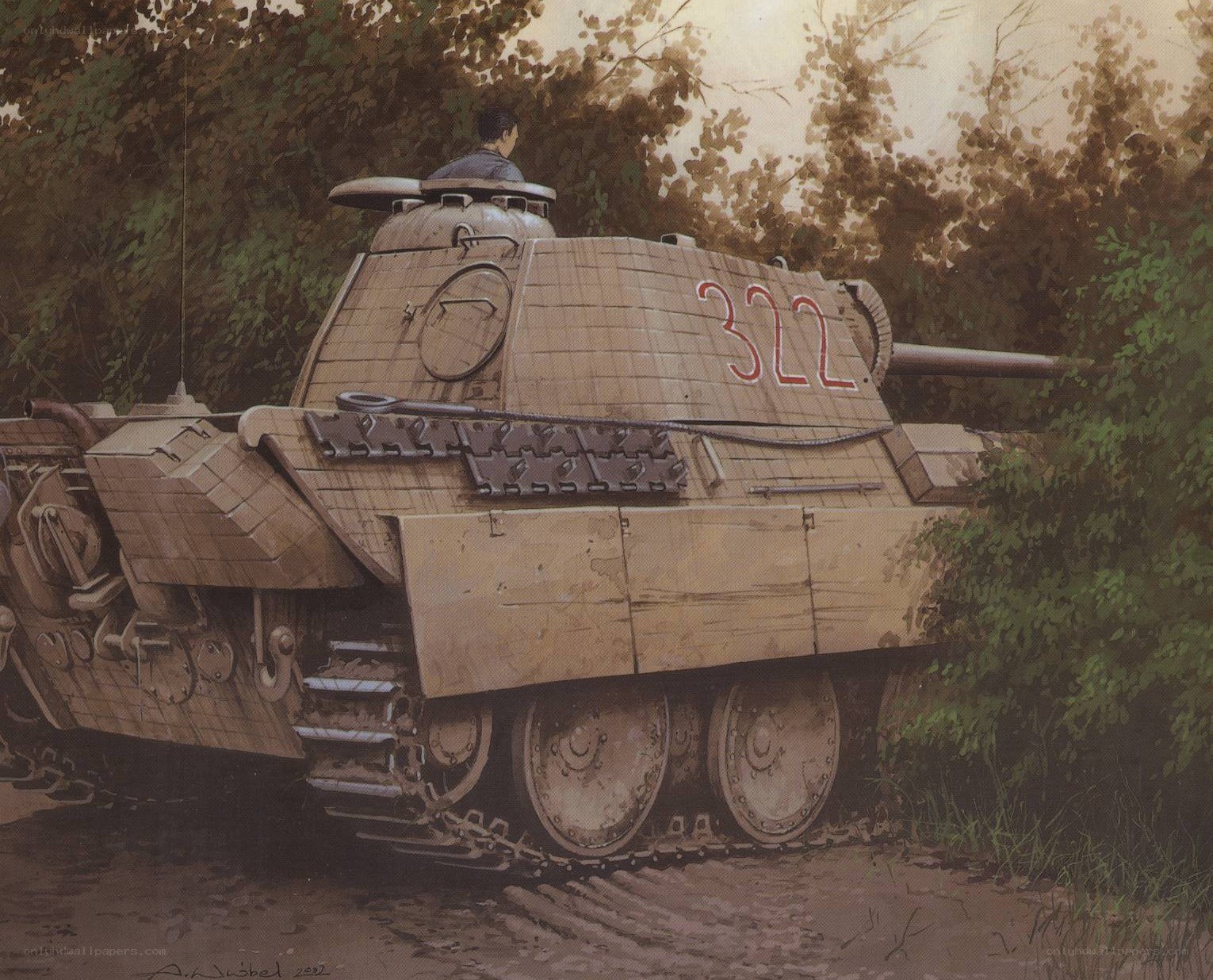 Tank in forest camouflage
