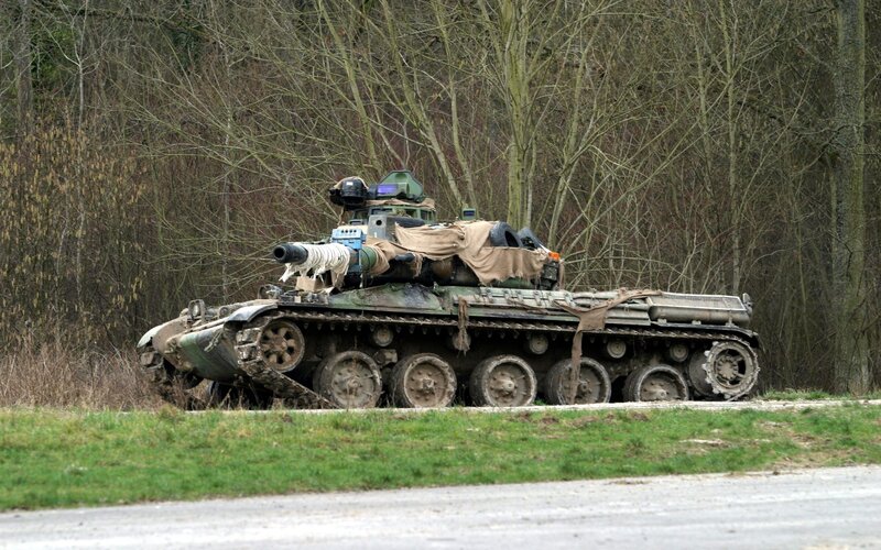 Tank in forest camouflage