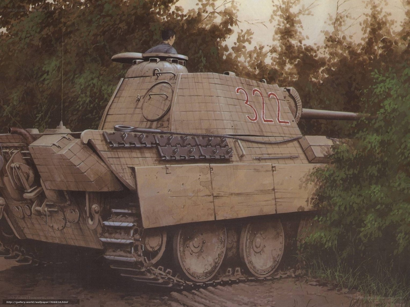 Tank in forest camouflage