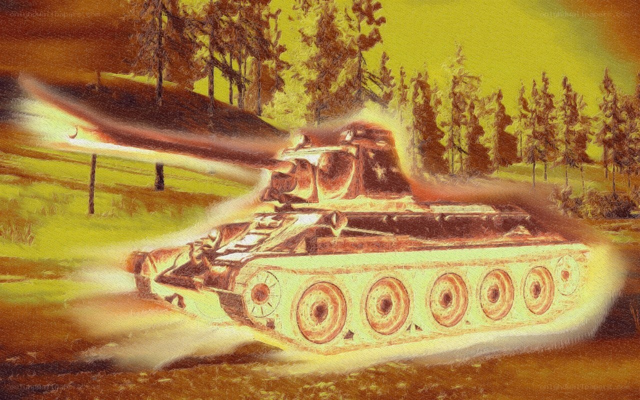 tank in forest landscape