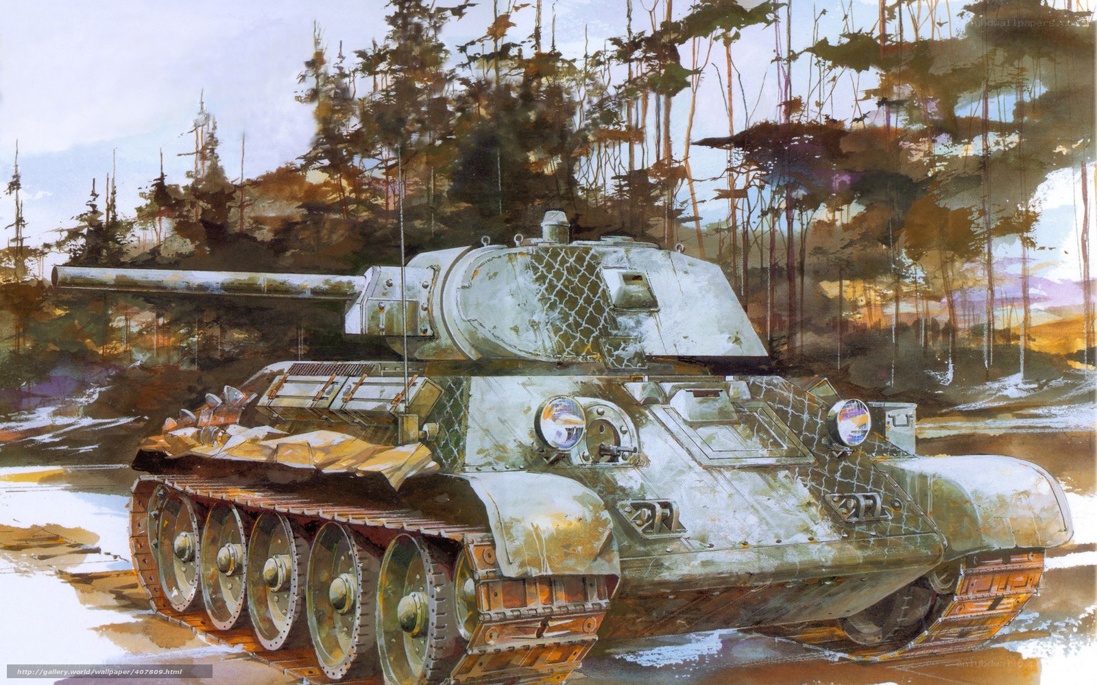 Tank in forest landscape