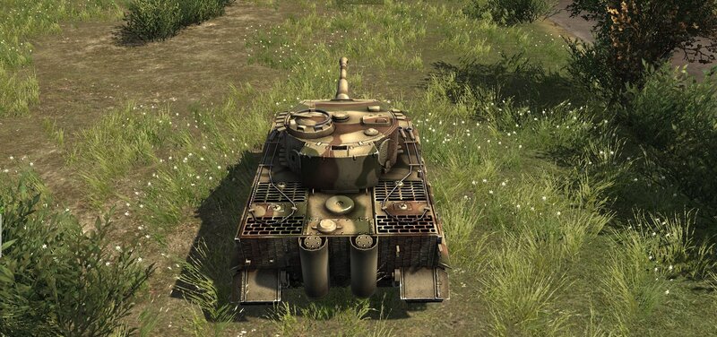Tank in Grassy Field — Green