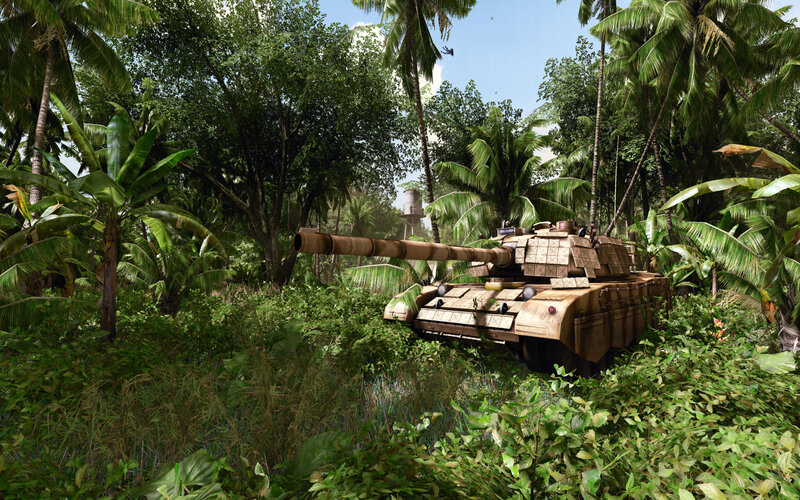 Tank in jungle environment