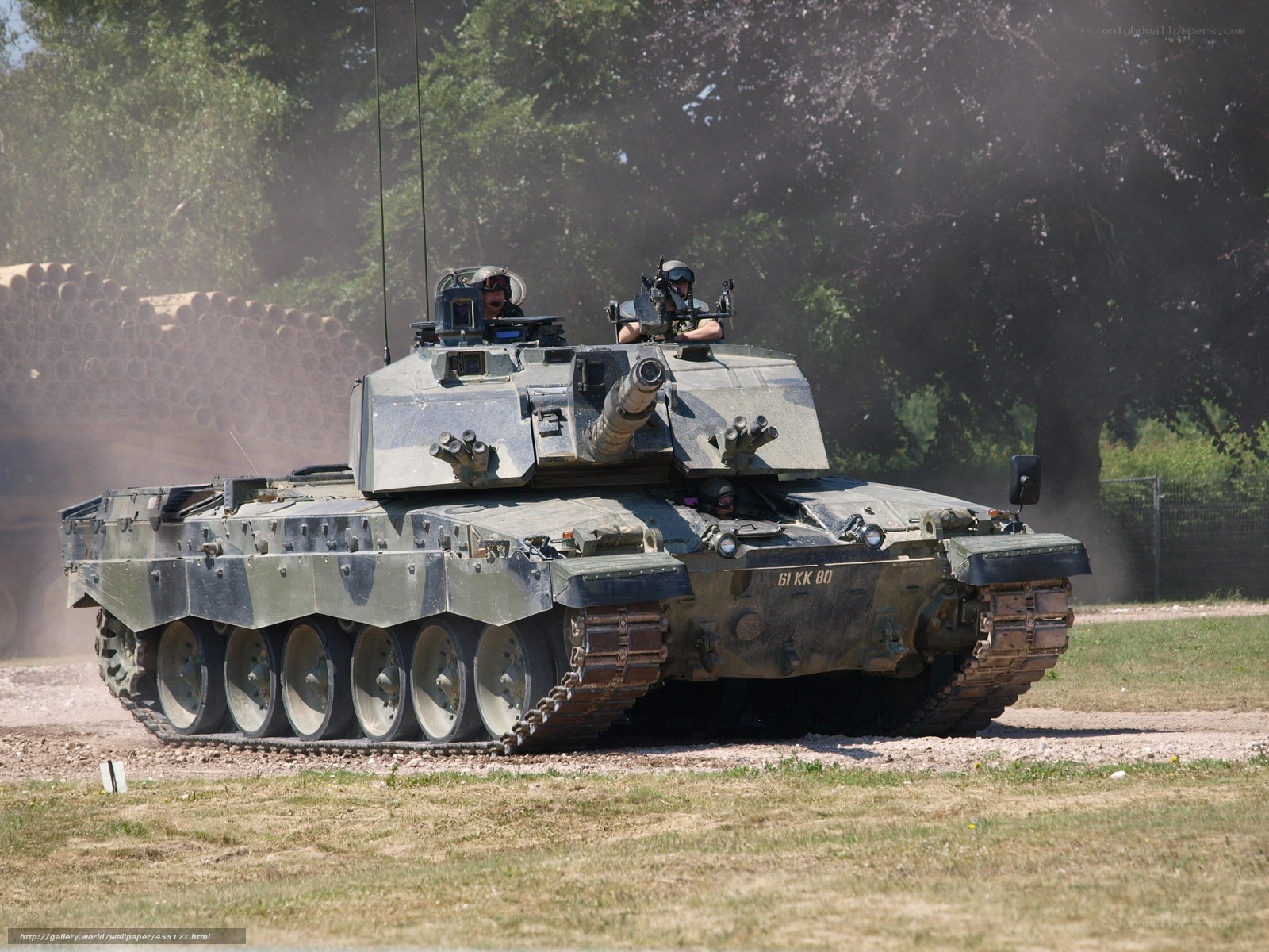 Tank in motion on field