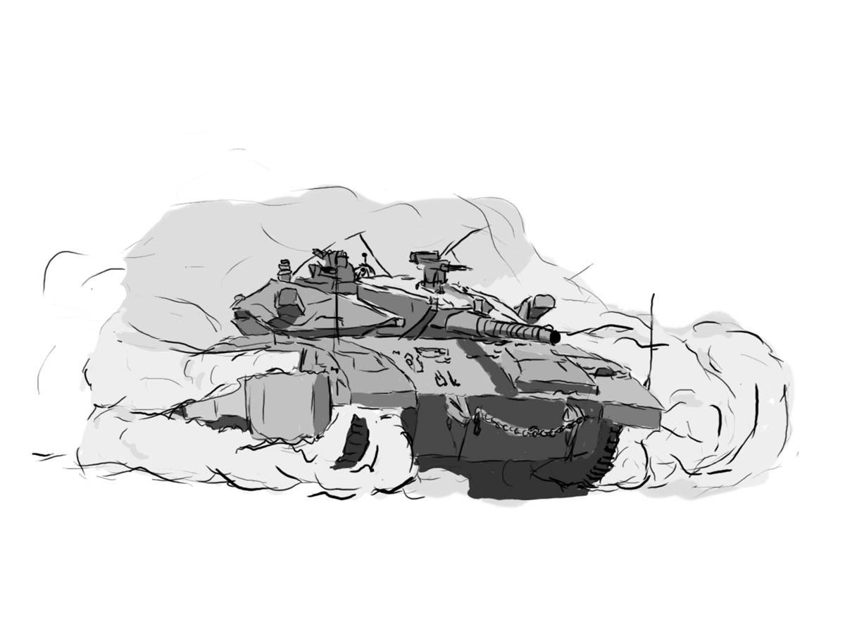 tank in motion sketch
