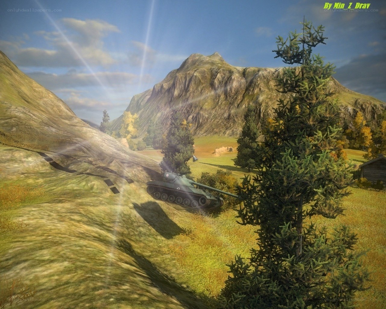 Tank in mountain valley