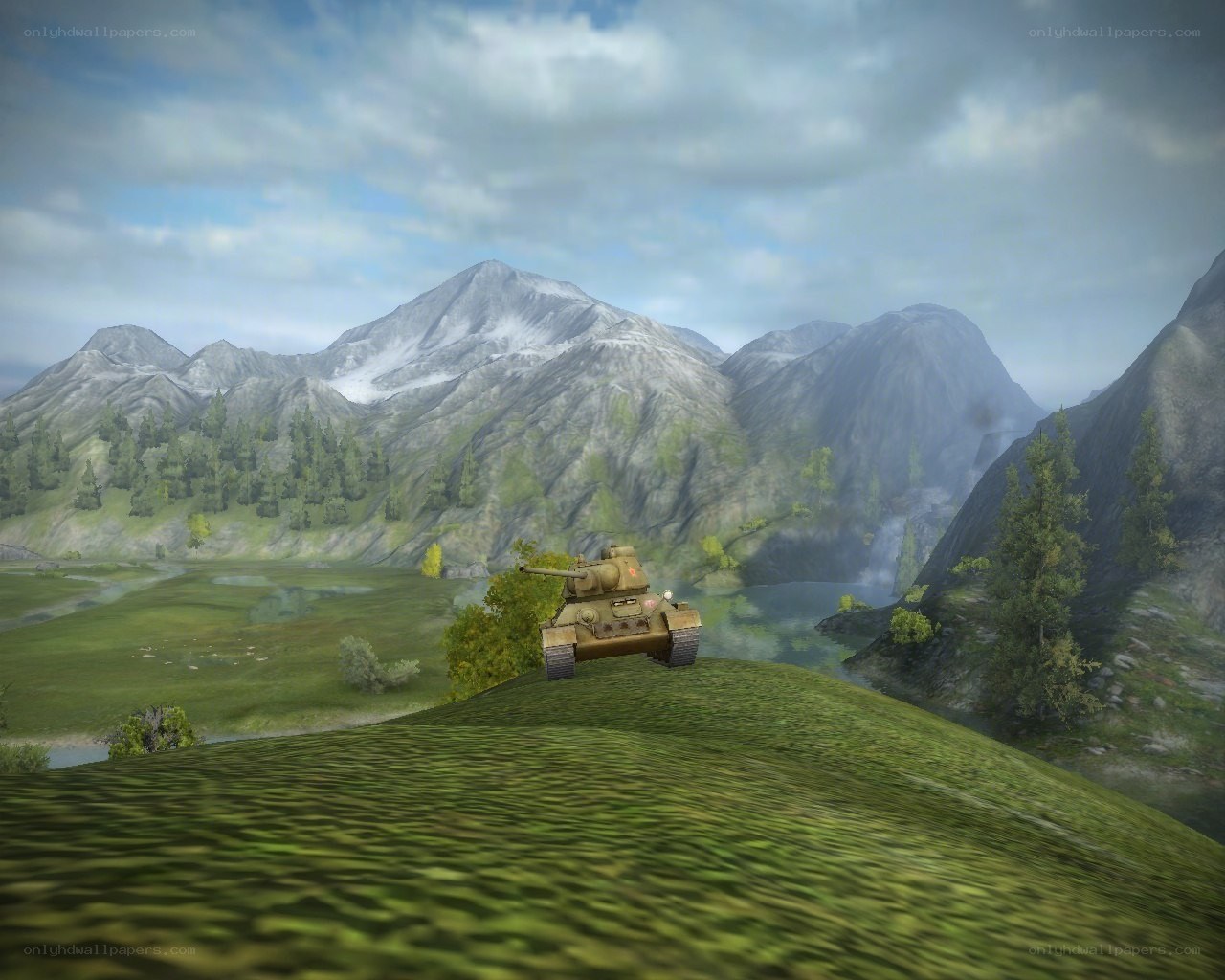 Tank in mountain valley