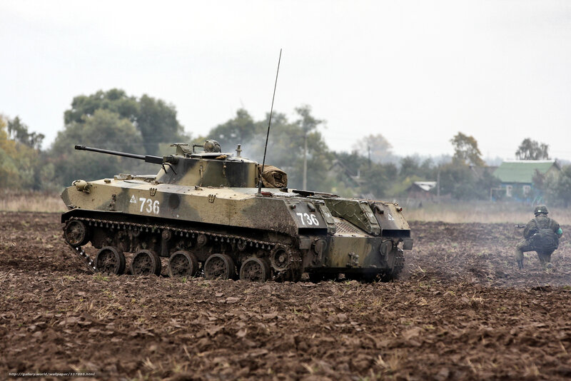Tank in Muddy Field — Brown, Dramatic, Afternoon, Photograph