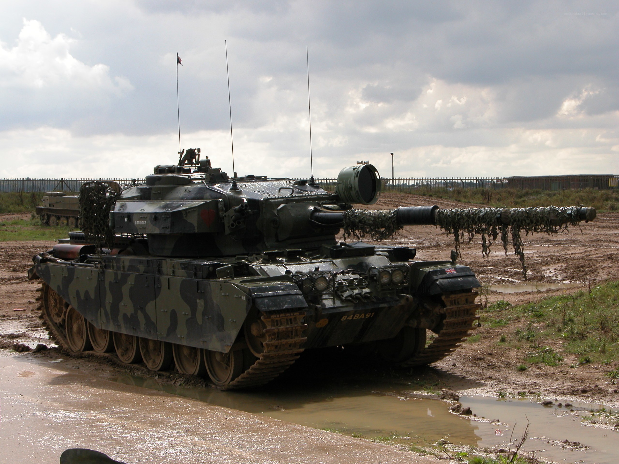 Tank in muddy terrain