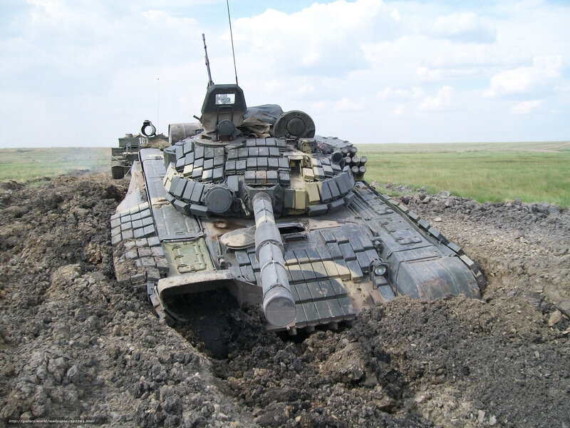 Tank in muddy terrain