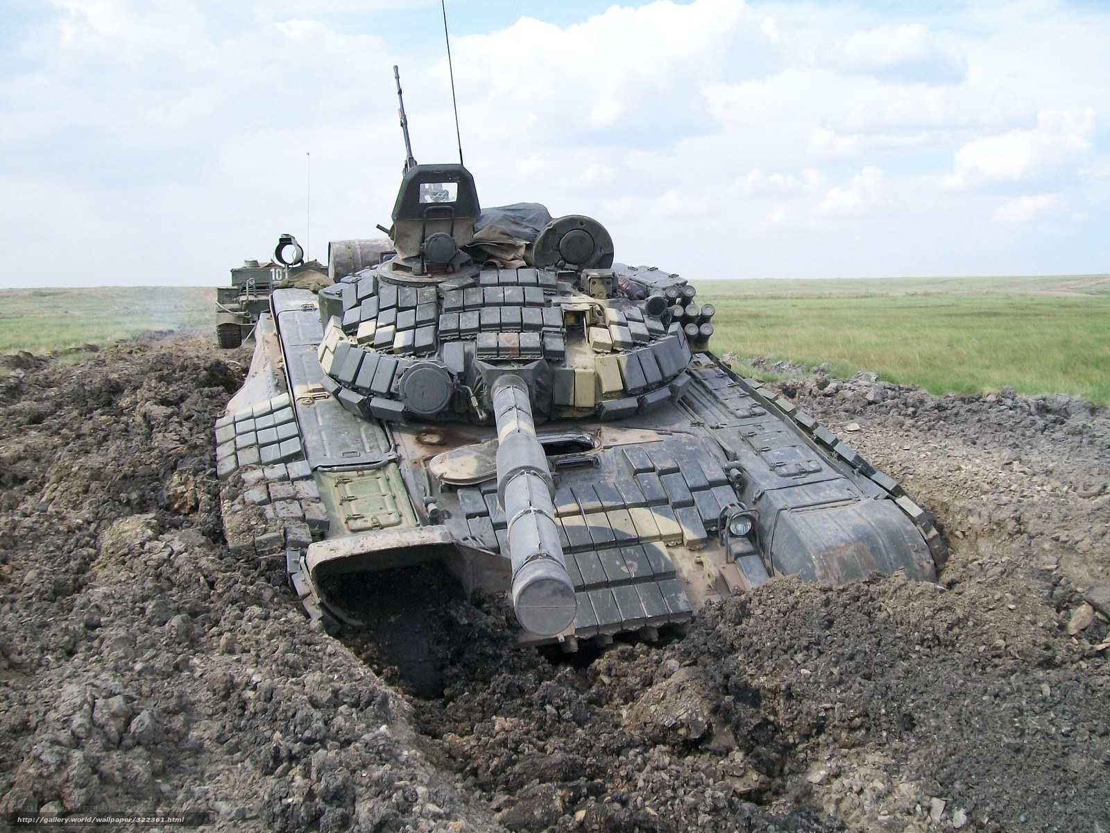 Tank in muddy terrain