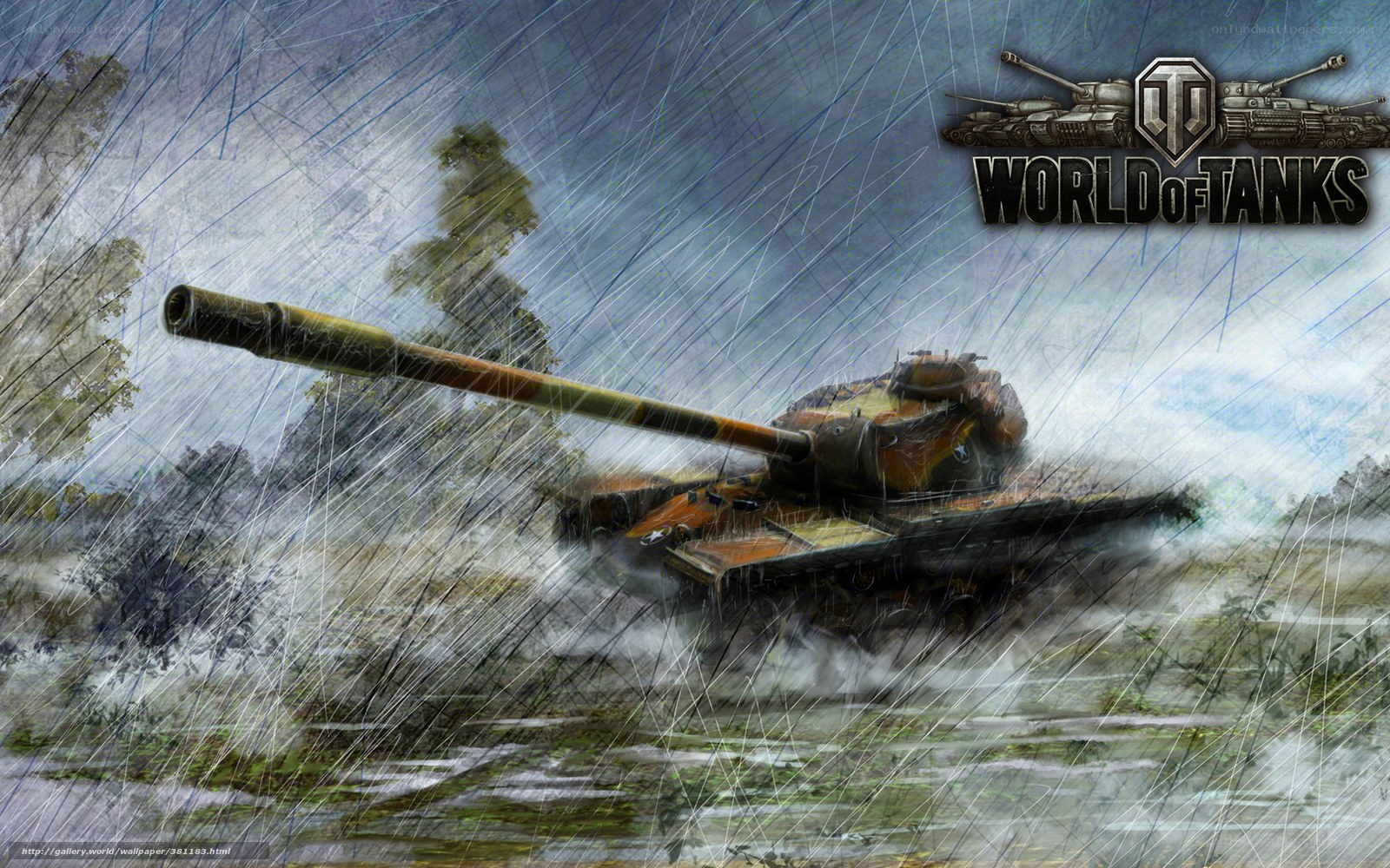 Tank in Rainy Battlefield
