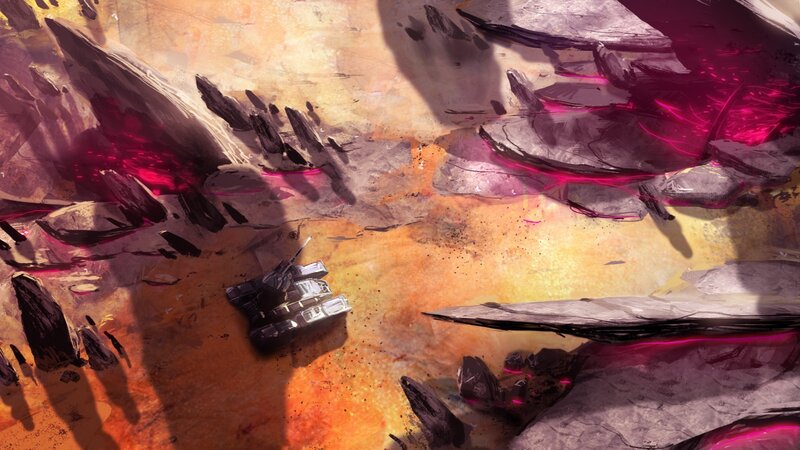 Tank in Rocky Terrain — Orange