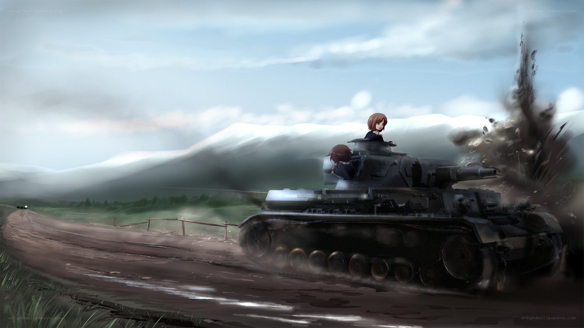 tank in rural landscape