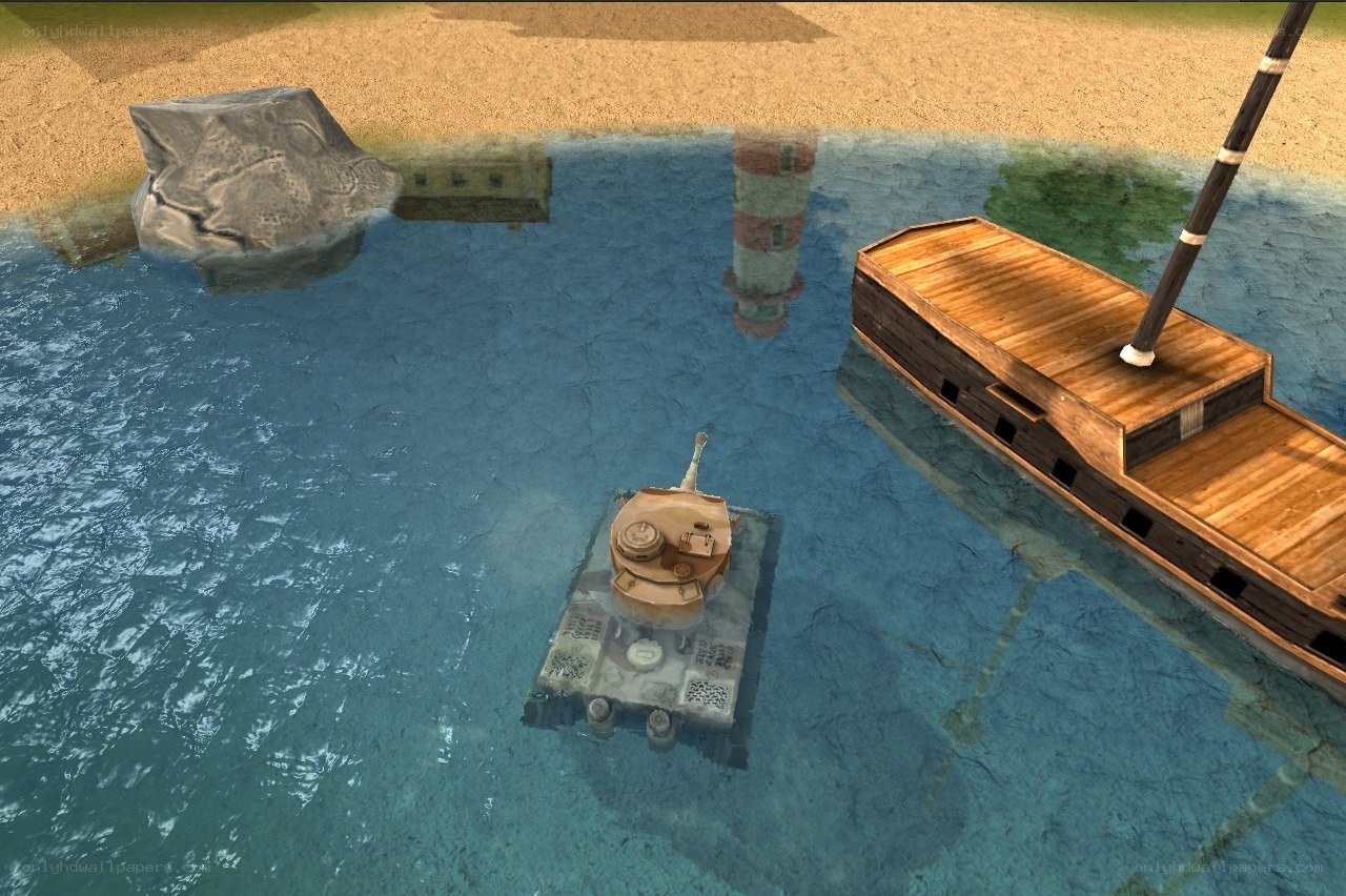 tank in shallow water