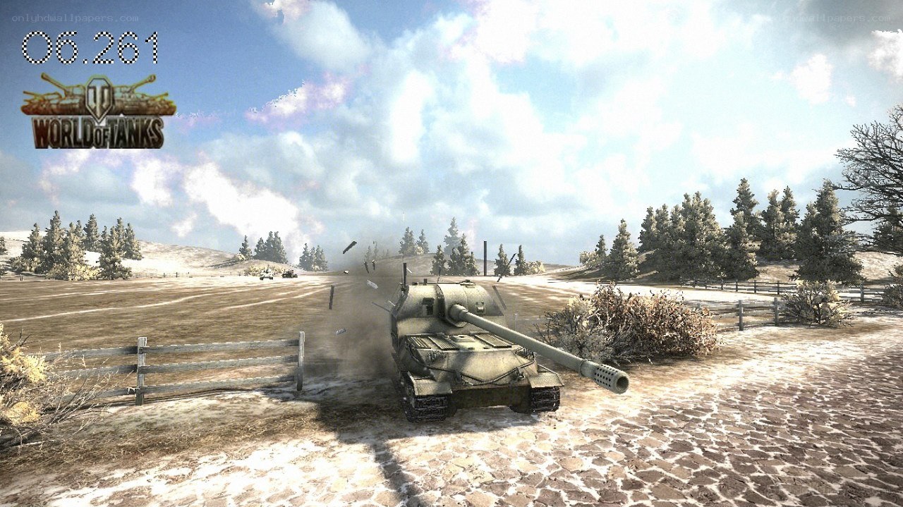 Tank in snowy field