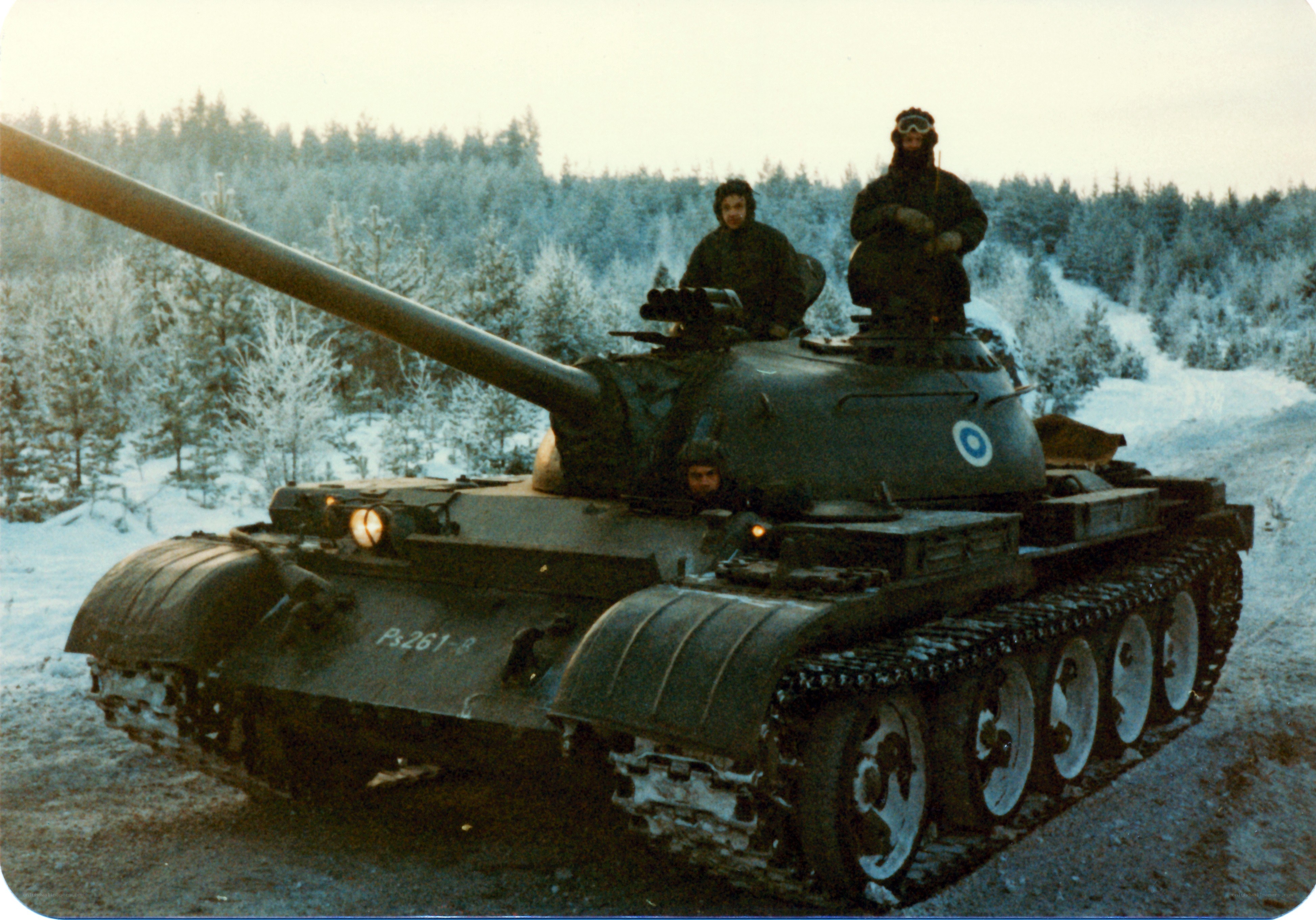 Tank in snowy forest