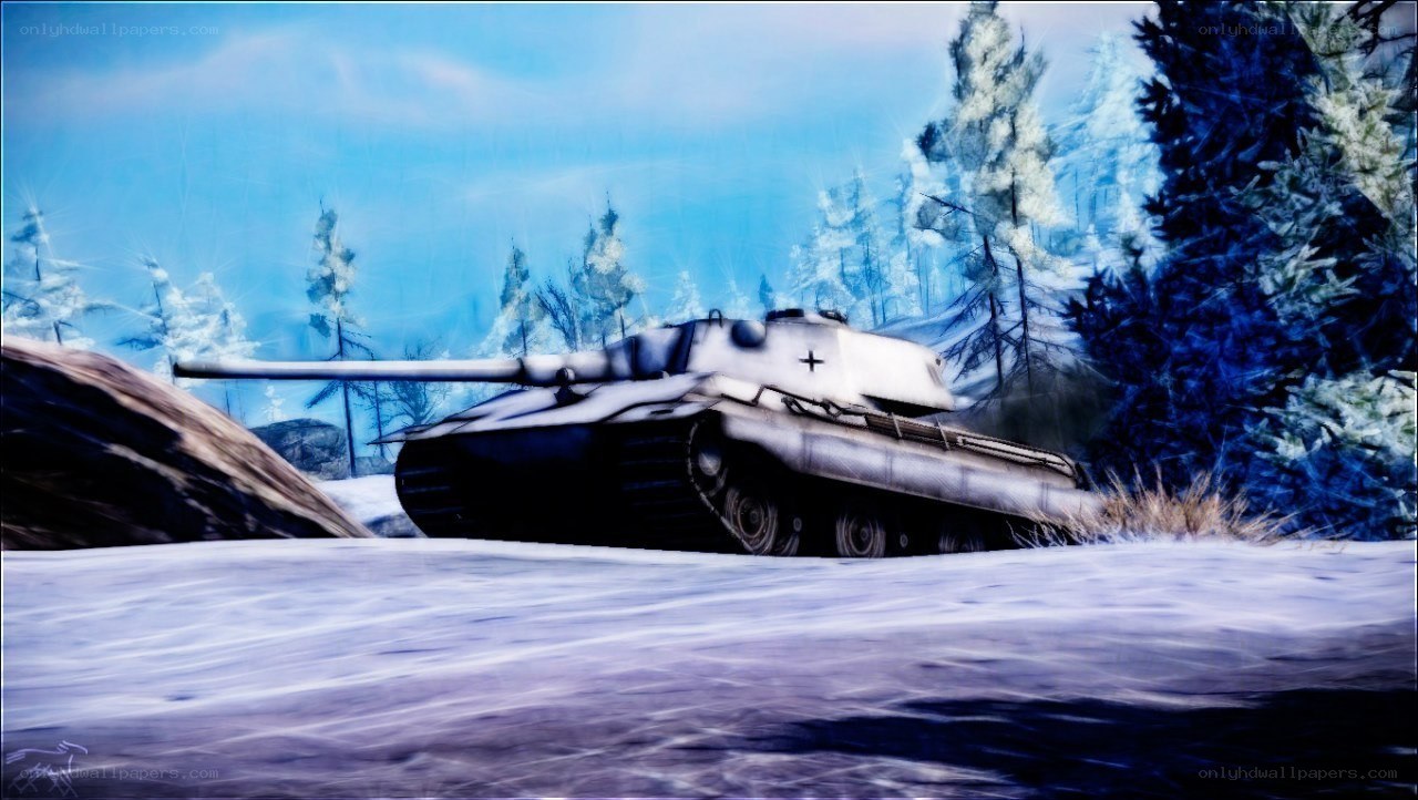 Tank in snowy forest