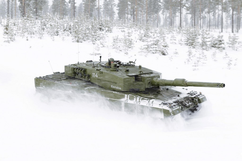 Tank in snowy forest