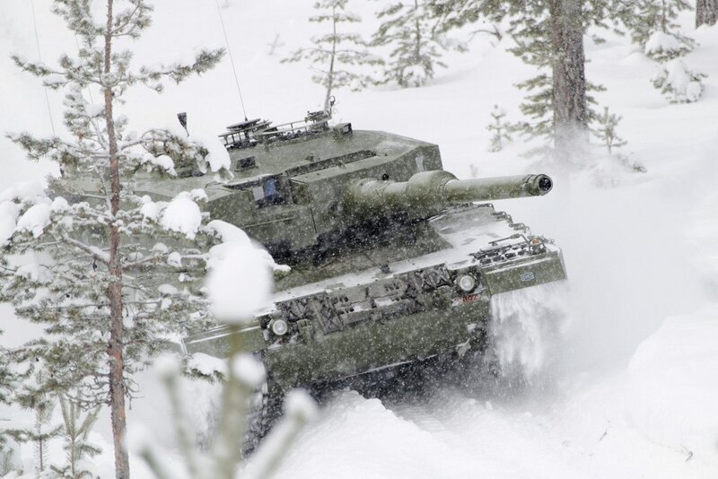 Tank in snowy forest