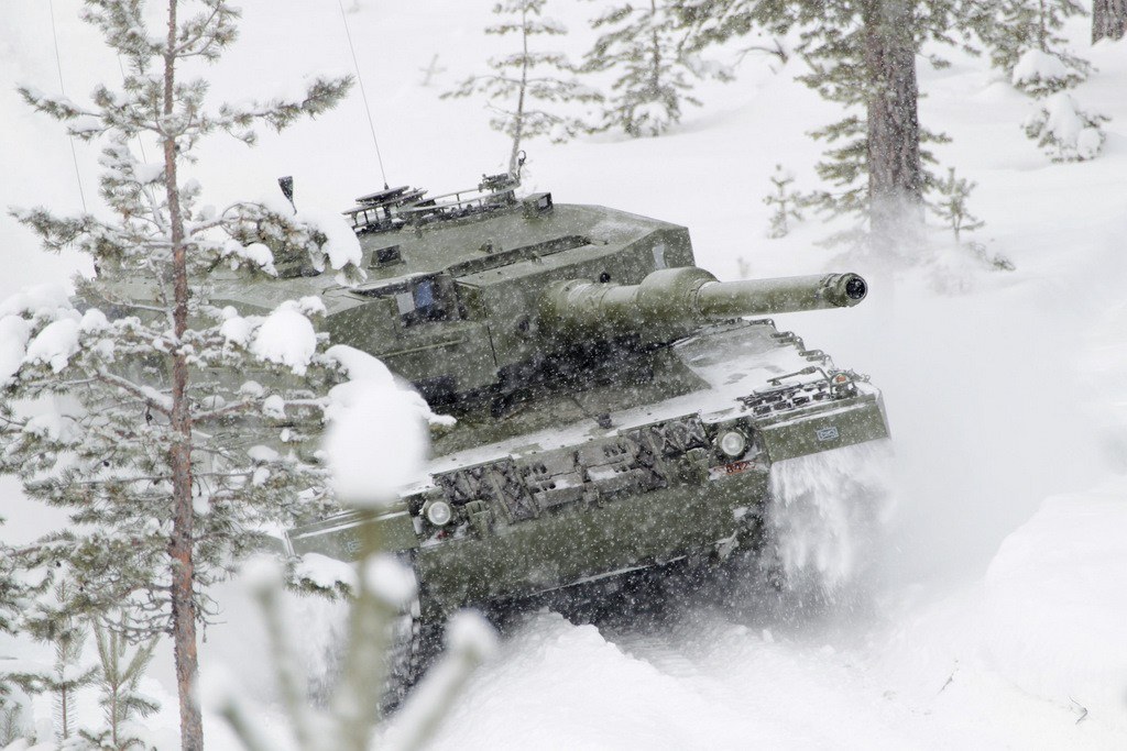 Tank in snowy forest