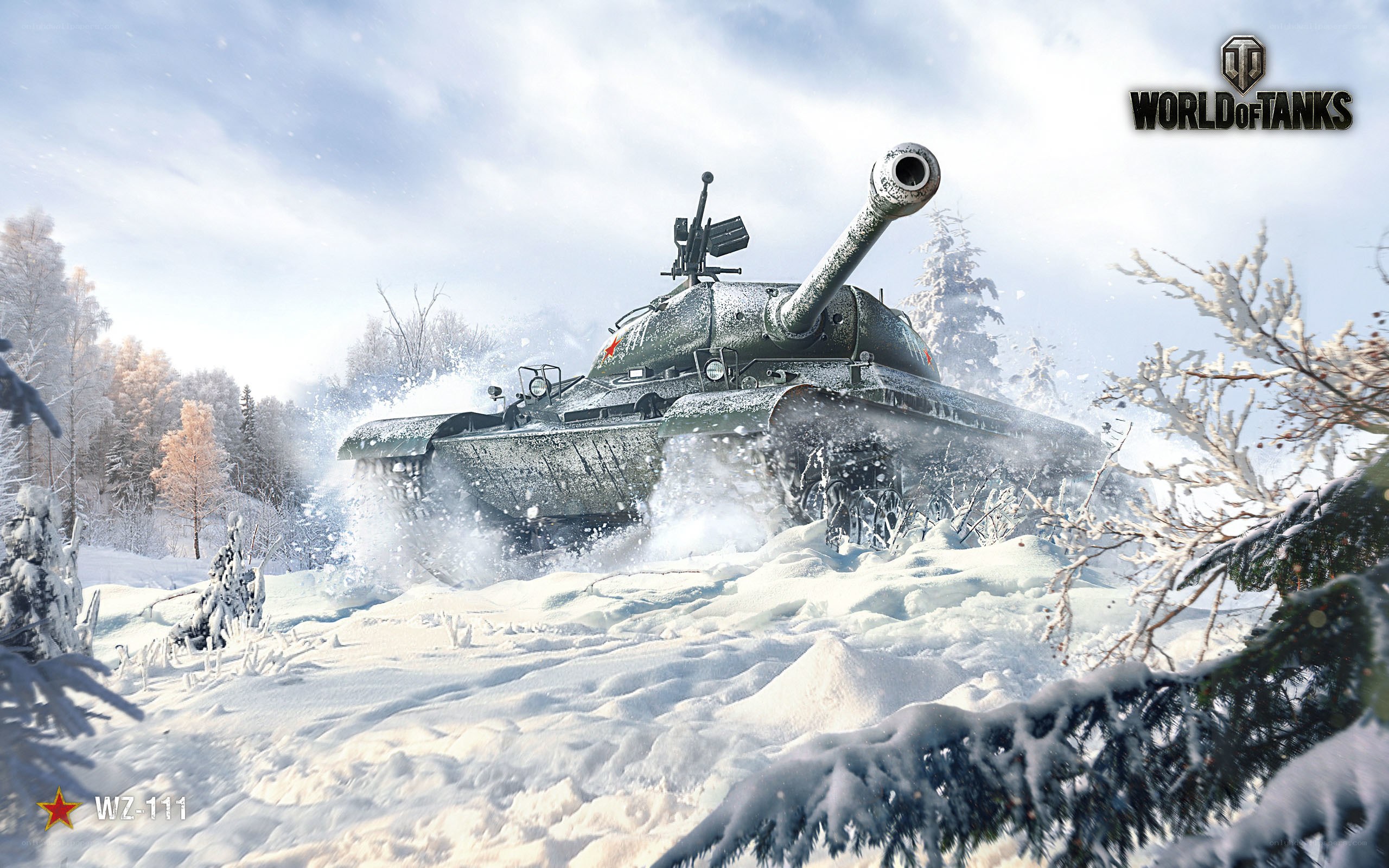 Tank in snowy forest