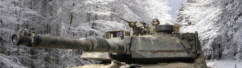Tank in Snowy Forest — Gray, Cold